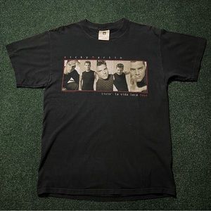Vintage 90s Ricky Martin Hispanic Latin Band Rock Black T Shirt Size M 19.5X28